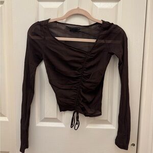 Urban Outfitters - Mesh longsleeve top (SMALL US 4/6, Brown)